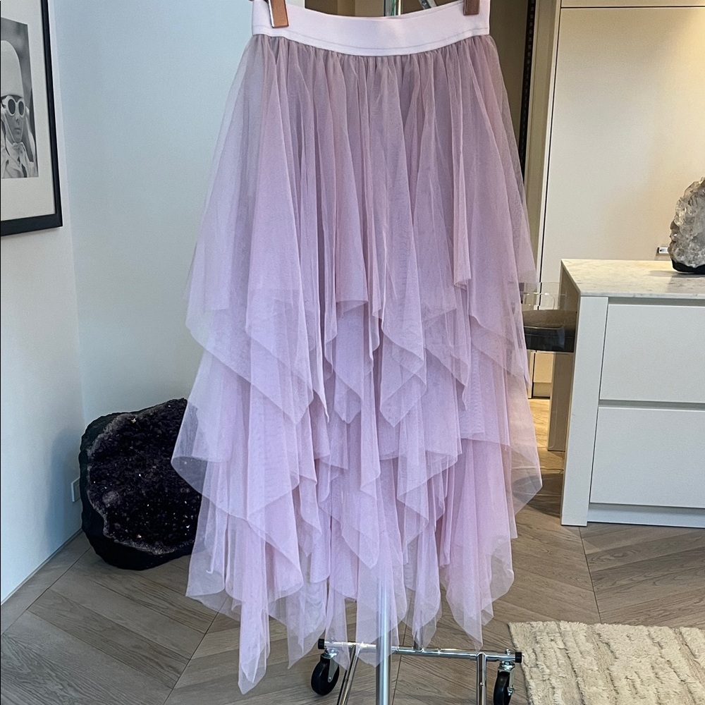 Elegant Pink Layered Tulle Skirt